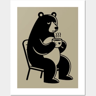 Bear Drinking Coffee Posters and Art